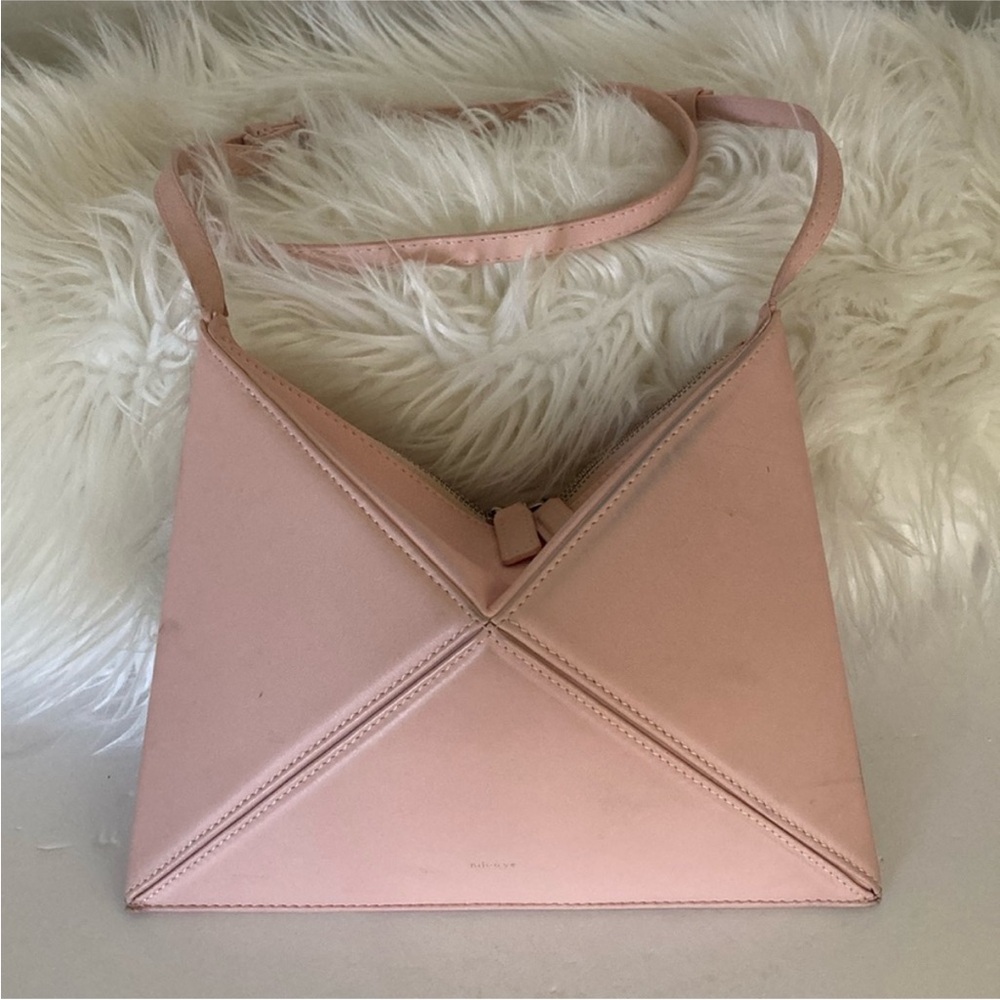 Mlouye Flex Origami Architectural Crossbody Leather Bag Pink